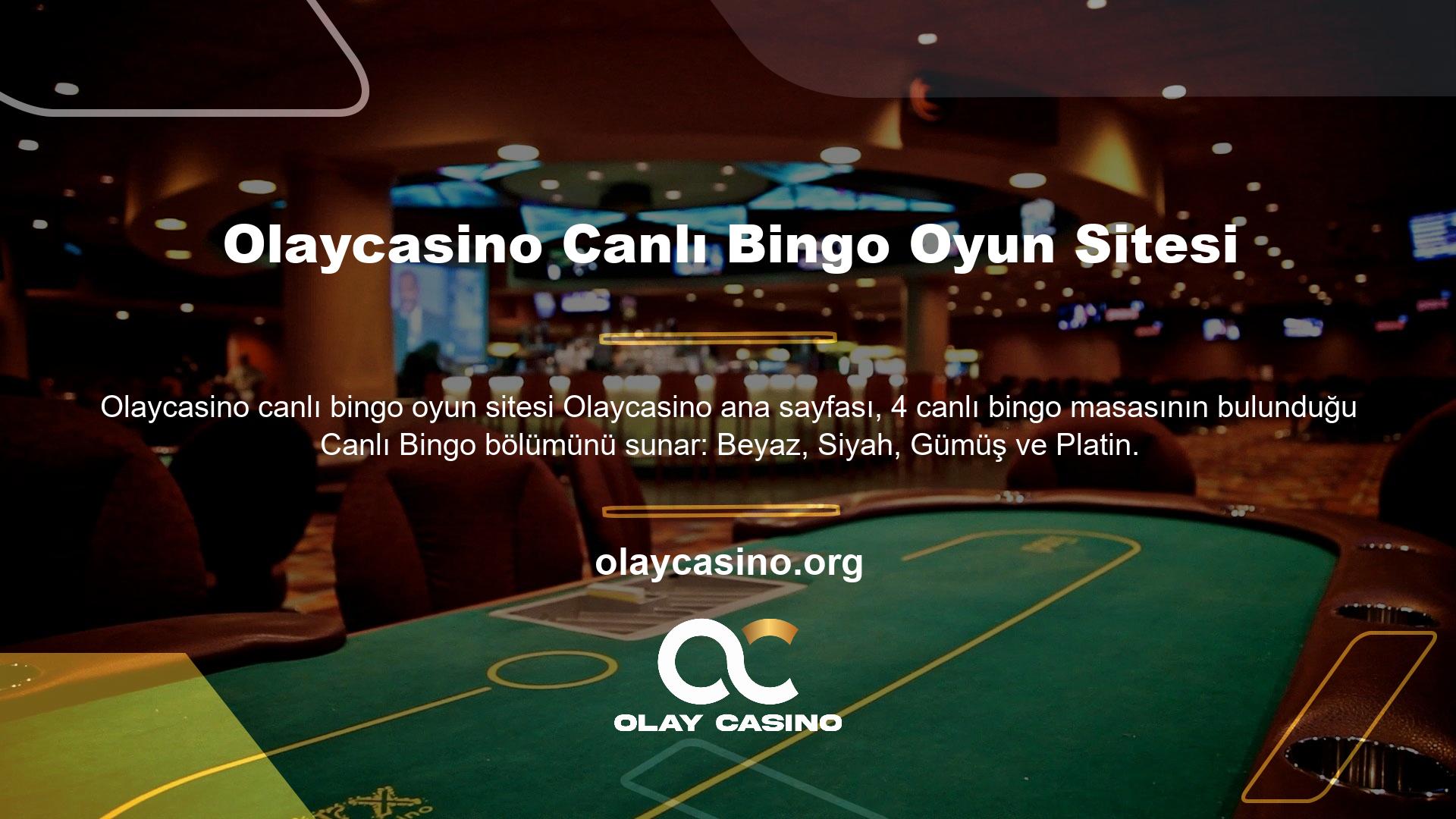 Olaycasino çevrimiçi bingo sitesi Live Bingo hem basit hem de eğlenceli